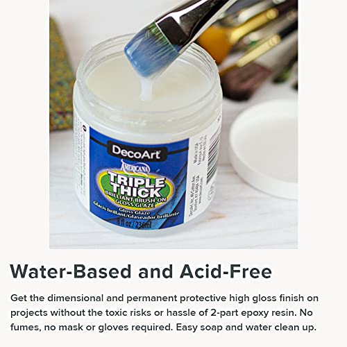 DecoArt Triple Thick Gloss Glaze - Jar, 8fl oz (3 Pack) - color: Clear, size: 8 Fl Oz (Pack of 3), style: 24 fl oz