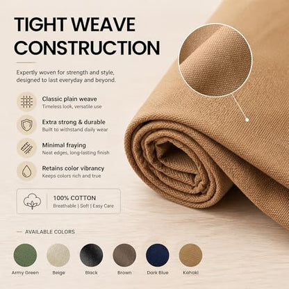 Wildarms 100% Cotton Canvas Fabric by The Yard - 59" Wide 12oz Heavy Duty Natural Duck Canvas for Sewing DIY, Tote Bags, Upholstery & Embroidery (Kahaki, Cut by the Yard) - color: Kahaki, size: 1-Yard Pre-Cut (Non-Continuous)