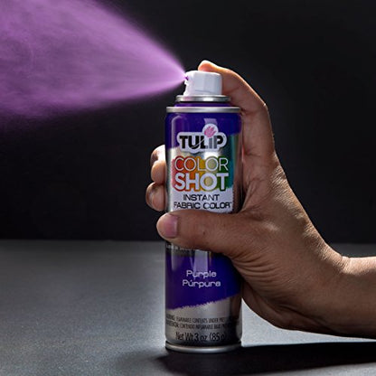 Tulip ColorShot Instant Fabric Spray Paint, Permanent Color Spray-On Fabric Paint, 3 oz Brights 3 Pack, Neon Pink, Purple, Neon Blue