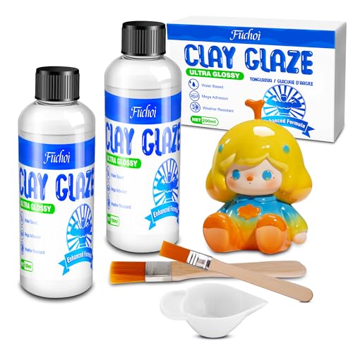 Air Dry Clay Glaze - 6.8oz Transparent High Gloss Waterproof , Pottery & Polymer Clay Glaze, Anti-Scratch Wear Crack Varnish for Sealing Acrylic Painting, DIY Pottery, Wood & Acrylic Art