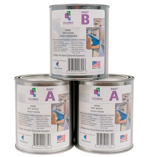 Coloredepoxies 10013 White Epoxy Resin Coating Made with Beautiful and Vibrant Pigments, 100% solids, For Garage Floors, Basements, Concrete and Plywood. 3 Quart Kit - color: White, style: 3 Quart Kit