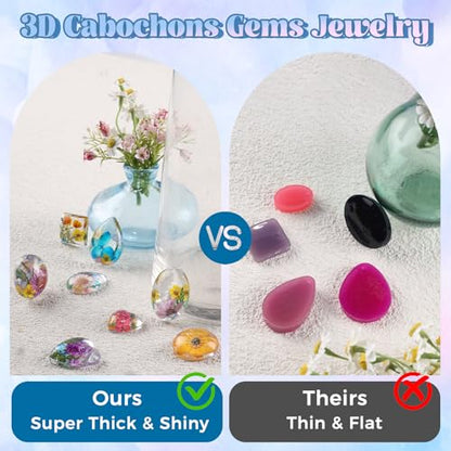 Bundle Set of UV Light Purple and Cabochon Gems Resin Molds, 36 Cavities Thicker&Shiny UV Resin Molds Jewelry with 16 pcs Pendant Trays, Epoxy Molds forPendant,Earrings
