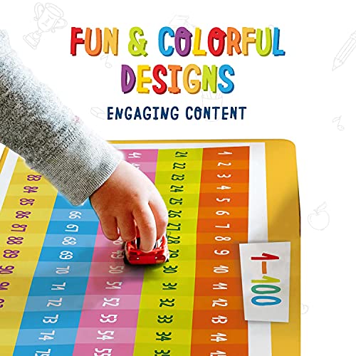 merka Kids Placemats Set - 4-Pack, 17 x 11 in, Multicolor - Interactive Preschool Learning Placemats for Ages 2 & Up with Counting & Days of the Week - Wipeable & Reusable with Slip-Resistant Backing - style: Opposites, Days, Months, Numbers