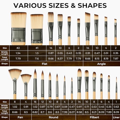 Nicpro 26pcs Paint Brush Set, Professional Paintbrushes with Palette Knife and Cloth Roll, Artist Paint Brushes for Acrylic Painting, Oil, Watercolor & Gouache, Adults Art Painting Tools Supplies - color: Burlywood
