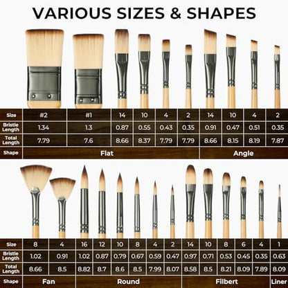 Nicpro 26pcs Paint Brush Set, Professional Paintbrushes with Palette Knife and Cloth Roll, Artist Paint Brushes for Acrylic Painting, Oil, Watercolor & Gouache, Adults Art Painting Tools Supplies - color: Burlywood