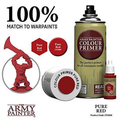 The Army Painter Colour Primer Pure Red, 400 mL Acrylic Spray Primer, Spray Paint Basecoat for Miniature Priming, Tabletop Roleplaying, Boardgames, and Wargames Miniature Modelling - color: Pure Red
