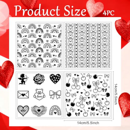 CHGCRAFT 4 Pcs Valentine's Day Love Rainbow Polymer Clay Texture Sheet Bow and Cherry Silicone Clays Texture Mat for Polymer Clay Making Earrings Jewelry DIY Crafts 5.5 × 5.5 Inch - style: Love Rainbow