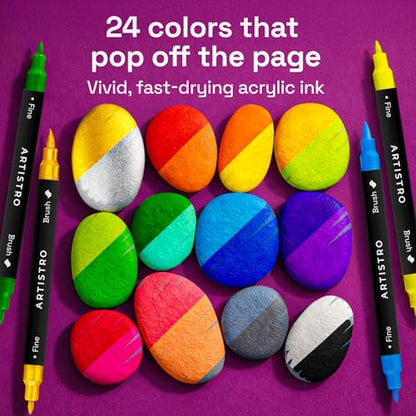 ARTISTRO 24 Rock Acrylic Paint Markers - Painting Kit for Kids and Adults - Art & Craft Supplies Paint Pens