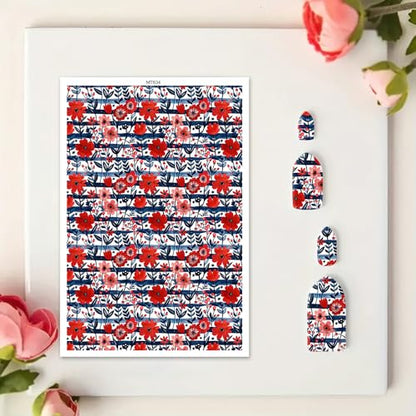 Polymer Clay Transfer Paper, 10 Pcs Blossom Floral Pattern Shape Water Soluble Transfer Sheet for Polymer Clay Earrings Jewelry Making Disposable Stickers DIY Crafts 5.82X3.93 inch - color: Floral