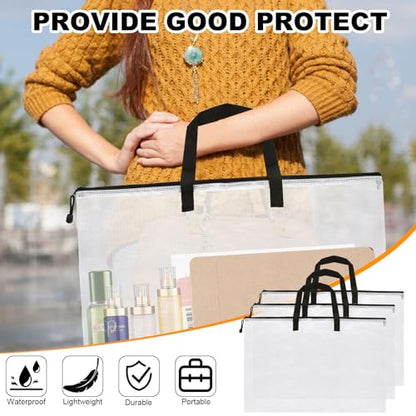 JMIATRY 10PCS Plastic Art Portfolio Bag Case, 18 x 24IN Poster Storage Bags | Large Arts Portfolio Case, Clear, Poster Folders, Storage for Poster, Scrapbook, Keepsake, Bulletin Board Storage