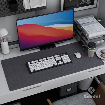 K KNODEL Felt Desk Mat, Large Desk Pad Protector, Office Computer Desk Mat for Keyboard, Non-Slip Mouse Pad (Dark Gray, 35.4"x15.7") - size: 35.4" x 15.7"