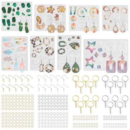 Epoxy Resin Earring Molds, 328 PCs UV Resin Jewelry Molds Kit with Holes, Variety Shapes Keychain Pendant Necklace Bundle Complete Set Clearance, Silicone Molds for Teen Female - color: 328pcs Jewelry Molds