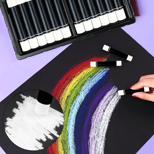 Flylin 12Pcs White Oil Pastel, Professional Soft Oil Pastels Stick Set for Artist Blending, Gallery Quality Art Supplies for Adult Drawing, Painting & Illustration