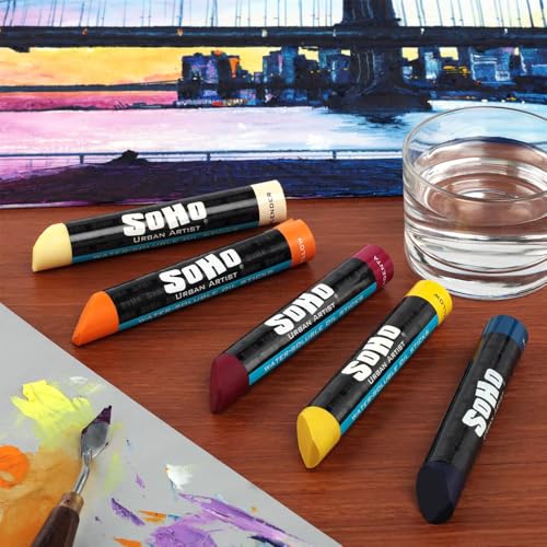 SoHo Urban Artist Water Soluble Oil Sticks for Artists – Terre Verte Oil Paint Stick - 37 ml - No Brushes or Solvents Needed, Paint Any Primed Surface, Water Clean-Up, Non-Toxic, 4.8 x 0.78 - color: Terre Verte