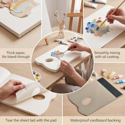 Palette Paper Pad, 11"x14" Disposable Paint Palette Paper, 40 Heavyweight Sheets (120gsm/73lb) for Oil, Acrylic, Watercolor - Mixing Palette Pad with Tear-Off Design - size: 11 x14 inch