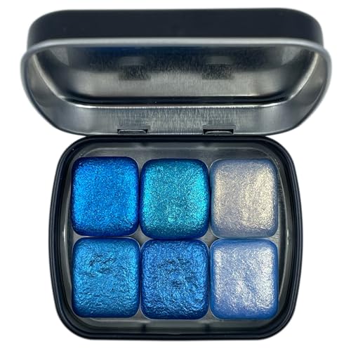 IUILE Handmade Watercolor Paints - Blue Half Pan Set (6 colors) - color: Blue