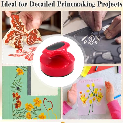 Block Printing Baren and Wet Felting Tool, Thicker Block Printing Baren Tools Printing Wood Block for Scrapbooking Crafting Embossing Tool - color: Red Color