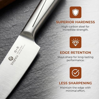 imarku Japanese High Carbon Stainless Steel Knife Set with Block, Precision-Forged Gyutou Kitchen Knives with Built-in Sharpener, Ultra-Sharp 10–15° Edge, Ergonomic Non-Slip Handle, Dishwasher Safe - color: Silver Gray