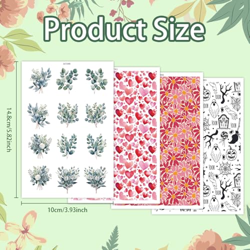 24 Sheets Transfer Paper for Polymer Clay,Love Halloween Theme Red Flower 4 Different Gradient Background Print Polymer Clay Transfer Paper for DIY Art Jewelry Earrings Making 5.82X3.93 inch - color: 4 Patterns Sets