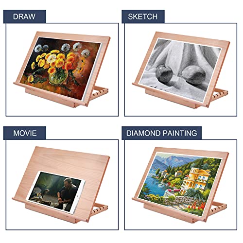 Miratuso Large Drawing & Sketching Board, Art Tabletop Easel Painting Easel | 24.8" L x 16.5" W (A2), 6 Adjustable Angles, Foldable, Portable Multiple Use, Gift for Artists, Children, Beginners & Student - style: A2
