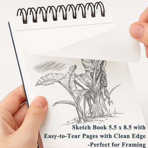 Small Sketchbook 5.5" x 8.5" - 2 Pack Top Spiral Mini Sketch Pad, Small Sketch Book Hard Cover, 100 Sheets Each 68lb/100gsm - Mini Drawing Paper for Kids, Portable Drawing Pad for Beginners & Artists. - color: Aegean Blue