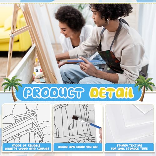 Sherr 108 Pcs 12 Set Landmarks Sip and Paint Kit for Adults 8''x10'' Pre Drawn Canvas to Paint DIY Acrylic Painting Kit Pre Printed Canvas for Date Night Easter Mothers Day Party Team Building - style: Landmarks