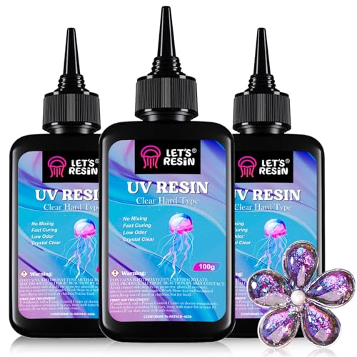 LET'S RESIN UV Resin, 300g Low Viscosity Crystal Clear Hard Type Resin Kit, Quick-Curing & Low Shrinkage Ultraviolet Epoxy Resin for Crafts, Casting, Silicone Molds - size: 300g