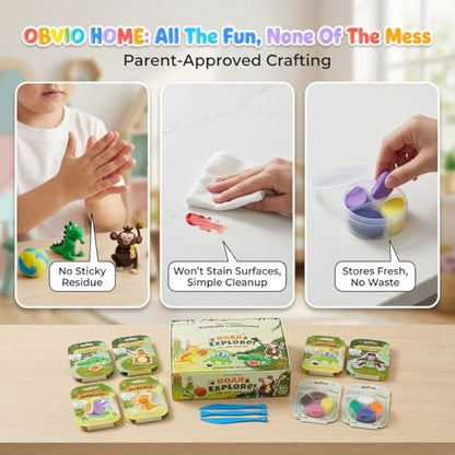 Air Dry Clay for Kids - 12 Dinosaur & Jungle Designs Modeling Clay Kit - Model Sculpting Set, Ultra Soft Safe & Non-Sticky | DIY Crafts, School Projects & Party Favors for Boys & Girls