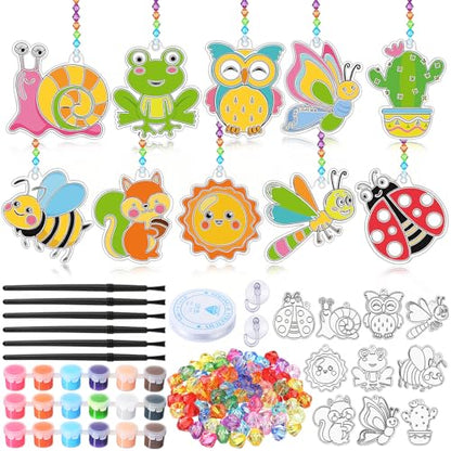 WinnerWhy 30 Sets Spring Suncatchers Window Art Kits, Vibrant DIY Sun Catchers Bulk Crafts Paint Your Own Window Ornaments for Adults Home Birthday Activity Project Decor - style: Vibrant Style