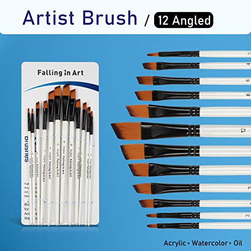 Falling in Art Nylon Painting Brushes Sets, 48 PCS Artist Paintbrushes for Watercolor, Acrylic, Craft, Oil, Gouache, Face Body Painting - size: 48 Pcs Mix Nylon