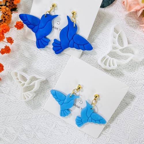 Xaekicr Hummingbird Polymer Clay Cutters – 4 Pcs Clay Cutters for Polymer Clay Jewelry, Bird Shape Clay Earring Cutters, DIY Clay Tools for Earrings and Crafts - color: L color