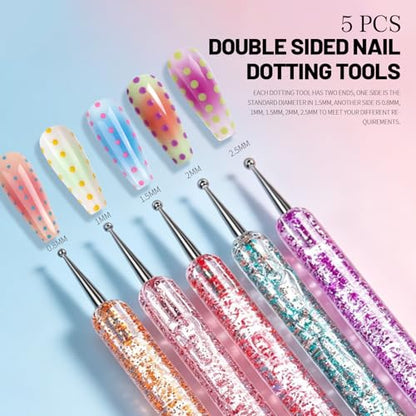 FANDAMEI Nail Art Tools, Nail Art Brushes With Nail Stand, Nail Design Tools, Nail Brushes For Nail Art, Nail Art Kit, Nail Holder For Painting Nails, Nail Liner Brushes, Nail Dotting Tool, Nail Tools