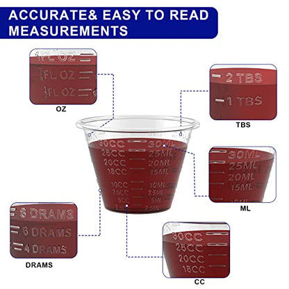 ReliMedPro Disposable Medicine Cups Graduated, pack of 300, 1 oz (30ml) Small Plastic Measuring Cup for Liquid Medication, Paint, Epoxy, Pill and Resin