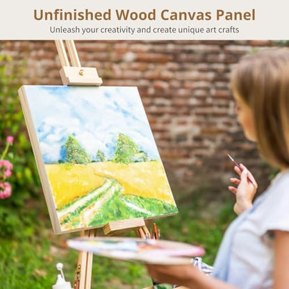12 Piece Cradled Wooden Panels Set, 2 Sizes of Pine Wood Art Boards for Painting with Watercolors, Oils, and Acrylics