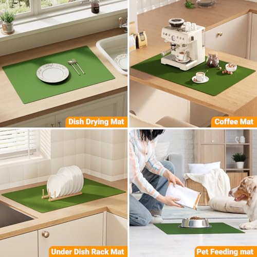 2-Pack Extra Thick Silicone Counter Mats - 24”x16” Large Heat Resistant Kitchen Countertop Protector, Non-Slip Hot Pad Trivet for Air Fryer, Hot Pots & Pans, Coffee Maker(Green) - color: Green