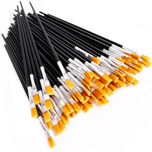 30Pcs Paint Brushes for Acrylics Painting Kids Paintbrushes Flat Nylon Hair Crafts Brush Small Oil Watercolors Artist Supplies Bulk for Children and Adult, Black - color: Black
