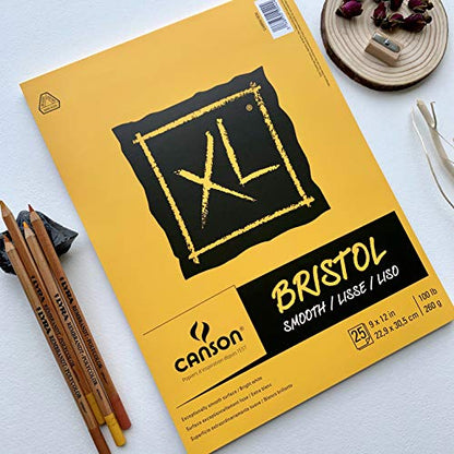 Canson XL Series Bristol Paper, Smooth, Foldover Pad, 14x17 inches, 25 Sheets (100lb/260g) - Artist Paper for Adults and Students - Markers, Pen and Ink - size: 14x17, style: Bristol, Smooth