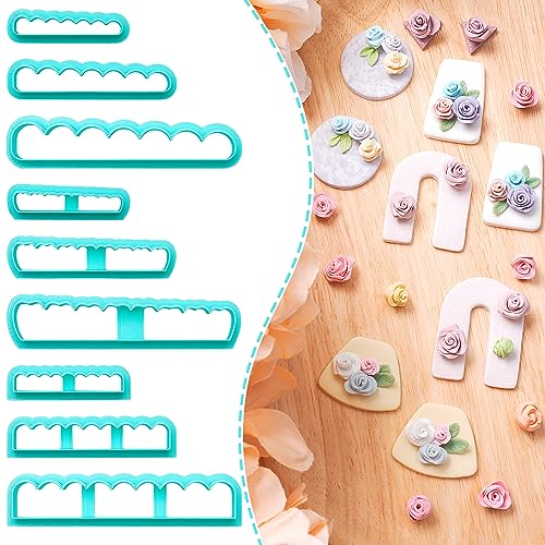 TAINSKY 3D Rolling Floral Polymer Clay Cutter, 9 Pcs DIY Flower Creator for Polymer Clay Jewelry