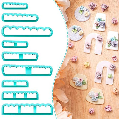 TAINSKY 3D Rolling Floral Polymer Clay Cutter, 9 Pcs DIY Flower Creator for Polymer Clay Jewelry