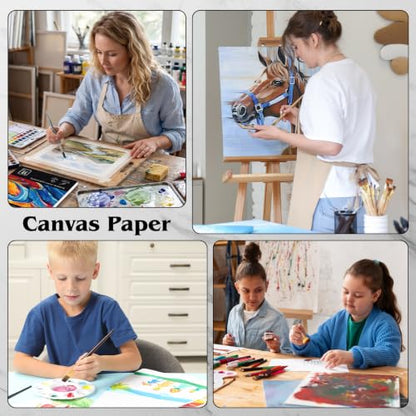 12 Sheets Canvas Paper Pad 16”x20”, 350 GSM Canvas Sheets Glue Bound Canvas Sketchbook for Adults and Students - Acrylic Painting, Oil Painting - size: 16”x20”