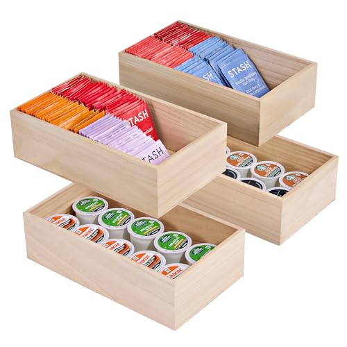 Sorbus Unfinished Wood Crates - Organizer Bins, Wooden Box for Pantry, Closet, Arts & Crafts, Cabinet Organizers, Containers (4 Pack) - style: 4 Pack