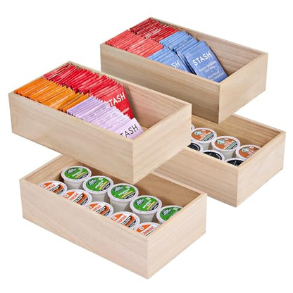 Sorbus Unfinished Wood Crates - Organizer Bins, Wooden Box for Pantry, Closet, Arts & Crafts, Cabinet Organizers, Containers (4 Pack) - style: 4 Pack
