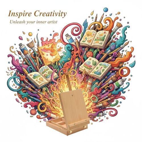 Tabletop Easel with Storage Drawer, Adjustable Wooden Desktop Sketch Box for Painting and Drawing, Art Display Stand for Canvas, Portable Studio Workstation for Artists and Students