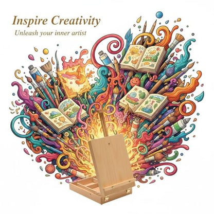 Tabletop Easel with Storage Drawer, Adjustable Wooden Desktop Sketch Box for Painting and Drawing, Art Display Stand for Canvas, Portable Studio Workstation for Artists and Students