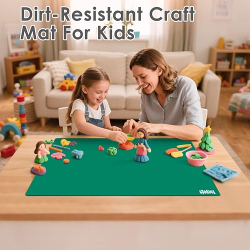 31.5" x 23.6" Extra Large Silicone Mat for Resin Casting, Crafts and Epoxy, Nonstick Silicone Sheet for Jewelry Casting Molds, Countertop Protector Mat Heat Resistant Placemats by Foepoge, Dark Green - color: Drak Green