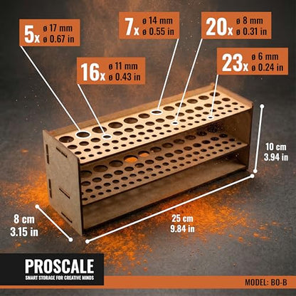 PROSCALE Tool & Brush Organizer for Miniatures & Modeling, Versatile Tabletop or Wall Holder with Multi-Size Holes for Hobby Tools, Files and Accessories