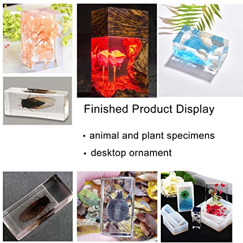 11Pcs Cube Molds for Resin Hexahedron Crystal Polyhedral Mold Square Rectangular Molds Silicone Cube Casting Molds for Insect Plant Specimen Candle Wax, Soap Display Tray Molds Kit 11 Sizes