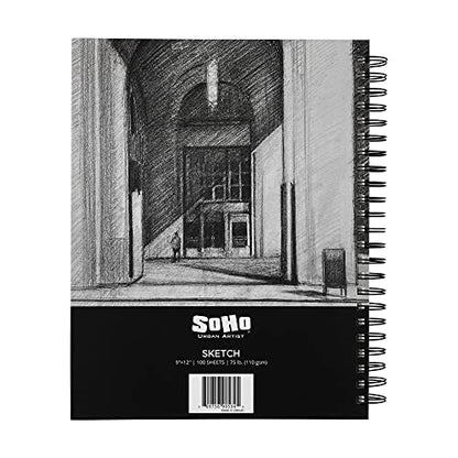 SoHo 110 GSM Sketch Paper Pad Spiral 9x12 100-Sheets - 12 Pack - size: 9x12 - Pack of 12