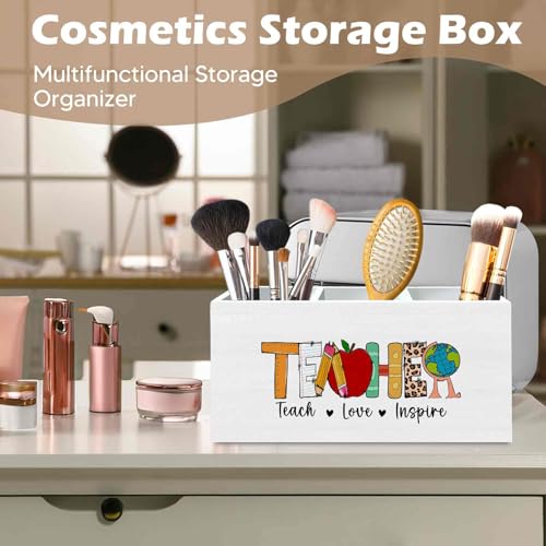 DILSJ Teacher Appreciation Gifts Pen Pencil Holder Organizer for Desk, Cute Teacher Gifts,Funny Teach Love Inspire Wooden Box Signs for Women New Teacher Desk Tabletop Office & School Supplies - color: Love-inspire