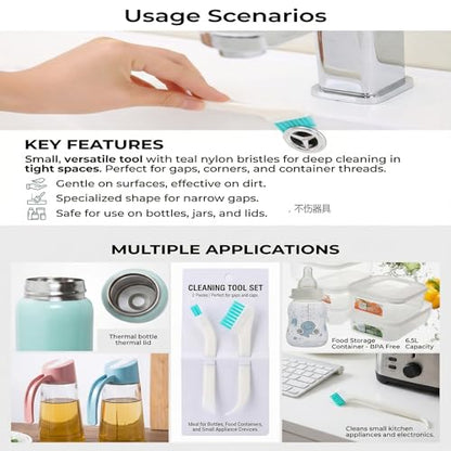 Baby Bottle Brush, 2Pcs Bottle Cleaner Brush Set Right Angled Scraper Washer Tool for Newborn Nipple Cap Milk Cup Lid and Narrow Grooves Deep Cleaning Small Infant Feeding Accessory
